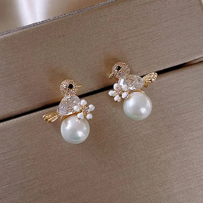 Boucles d'oreilles oiseau en perles