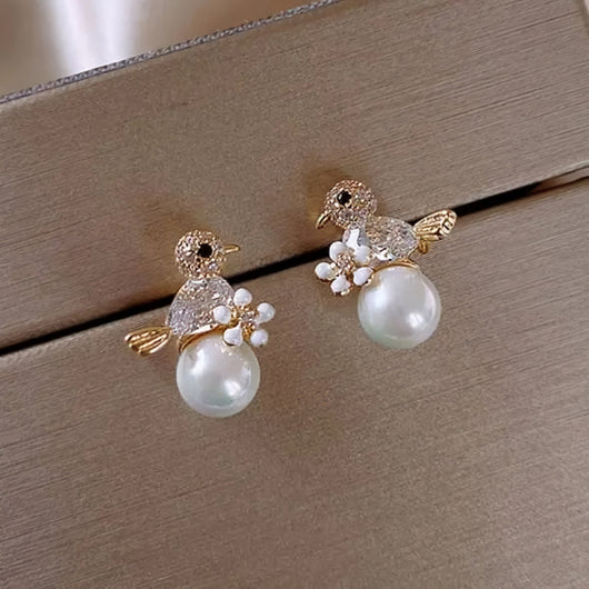 Boucles d'oreilles oiseau en perles