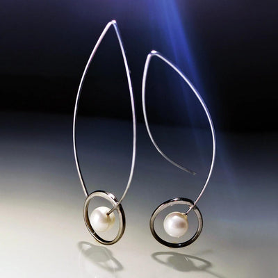 Boucles d'oreilles pendantes bohème en argent et perles