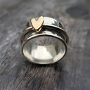 Gold Heart Silver Ring