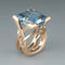 Antique-Inspired Rose Gold Ring with Blue Zircon