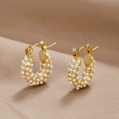 Boucles d'oreilles en perles plaquées or
