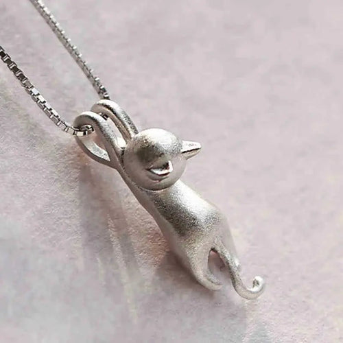 Playful Kitten Sterling Silver Necklace