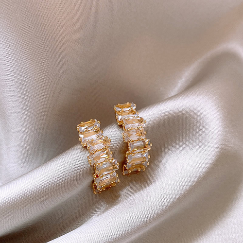 Elegant Gold Earrings with Zircon Sparkle