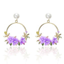 Elegant Gold Flower Earrings with Pearls