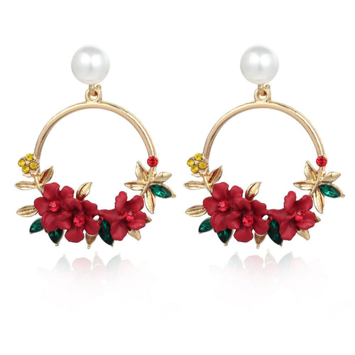 Elegant Gold Flower Earrings with Pearls