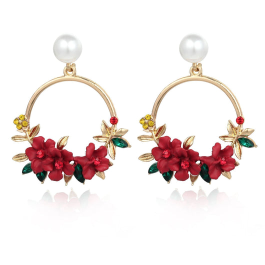 Elegant Gold Flower Earrings with Pearls