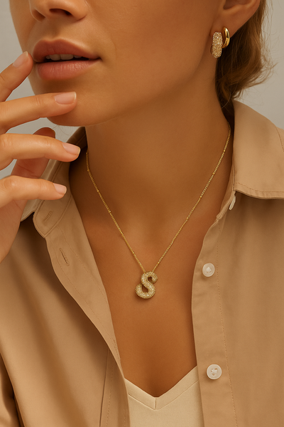 Elegant Gold Initial Letter Necklace