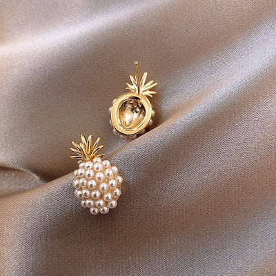Boucles d'oreilles ananas tropical et incrustations de perles