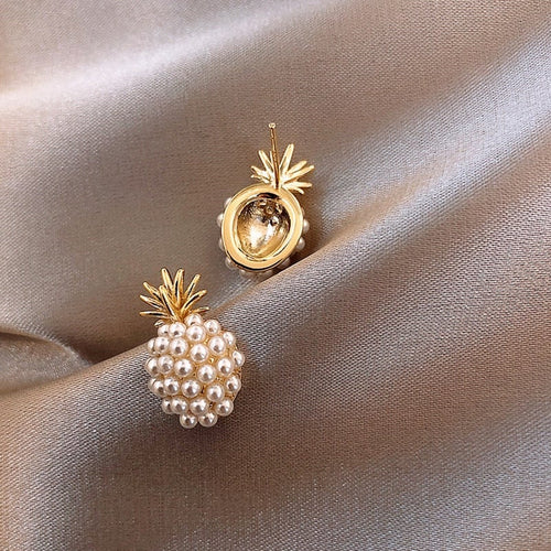 Boucles d'oreilles ananas tropical et incrustations de perles