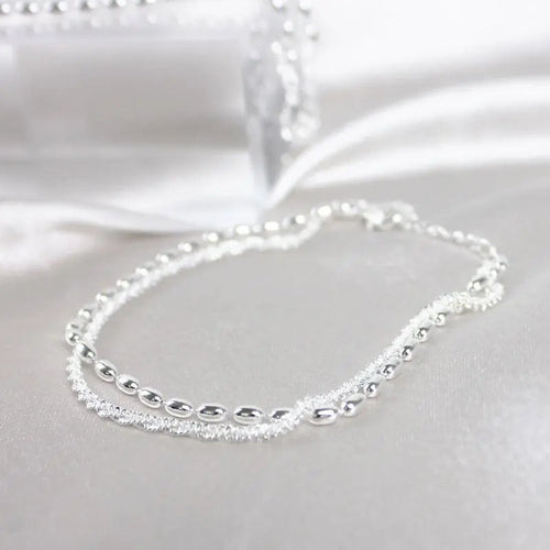 Elegant Silver Zircon Bracelet Set