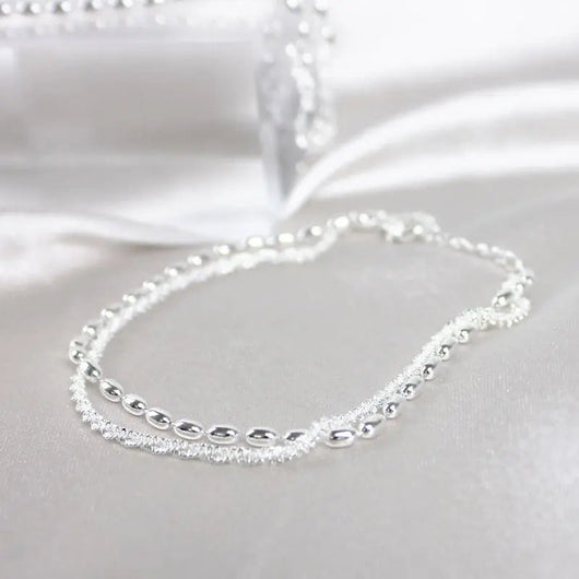 Elegant Silver Zircon Bracelet Set