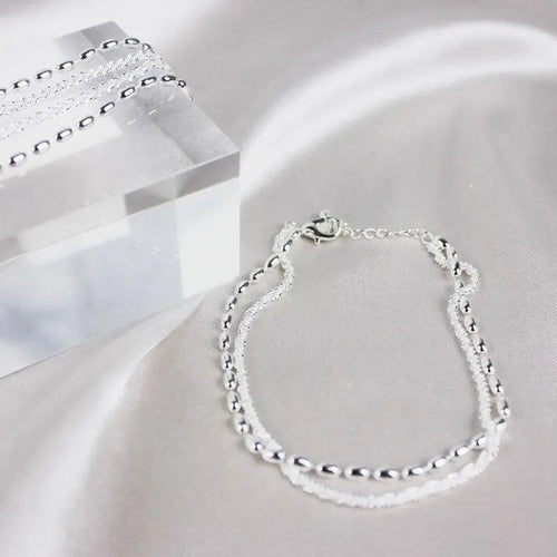 Elegant Silver Zircon Bracelet Set