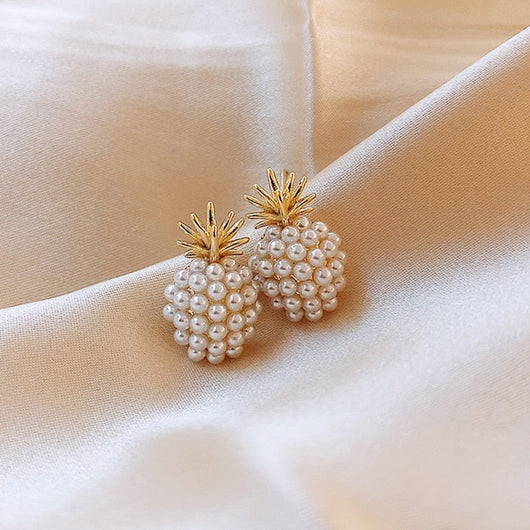 Boucles d'oreilles ananas tropical et incrustations de perles