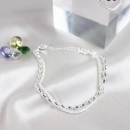 Elegant Silver Zircon Bracelet Set