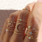 10-Piece Bohemian Gold and Silver Ring Set