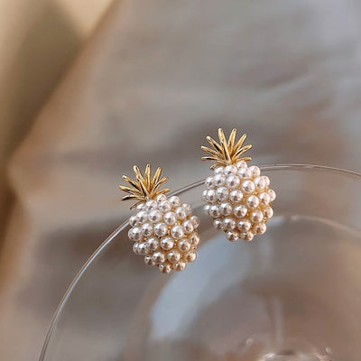 Boucles d'oreilles ananas tropical et incrustations de perles