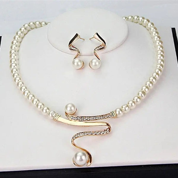 Natural Pearl Necklace and Earring Set