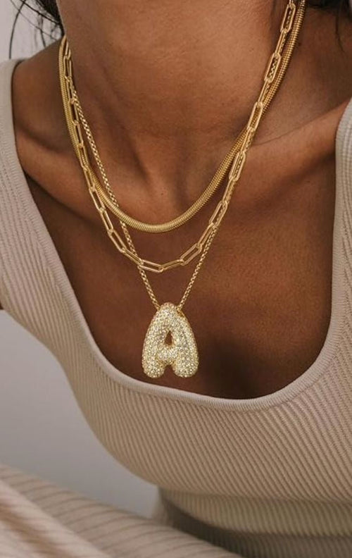 Elegant Gold Initial Letter Necklace