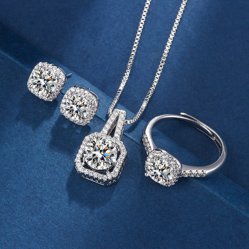 Aria Exclusive White Gold Radiant-Cut Jewelry Set