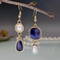 Elegant Earrings with Blue Stone and Pearls
