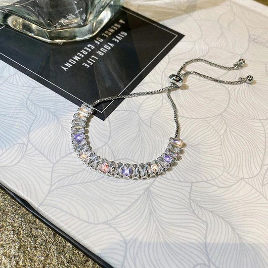 Bracelet ajustable en zircon cubique doré et argenté