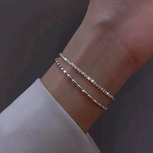Elegant Silver Zircon Bracelet Set