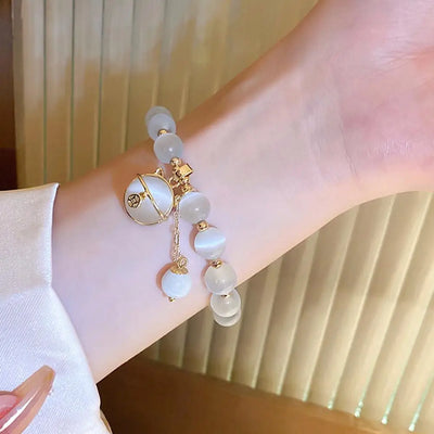 Beaded Bracelet with Lucky Cat Charm