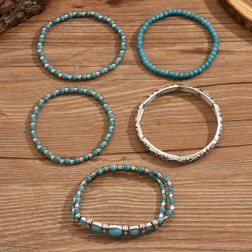 Ensemble de bracelets de perles turquoise bohèmes