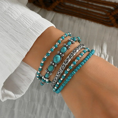 Ensemble de bracelets de perles turquoise bohèmes