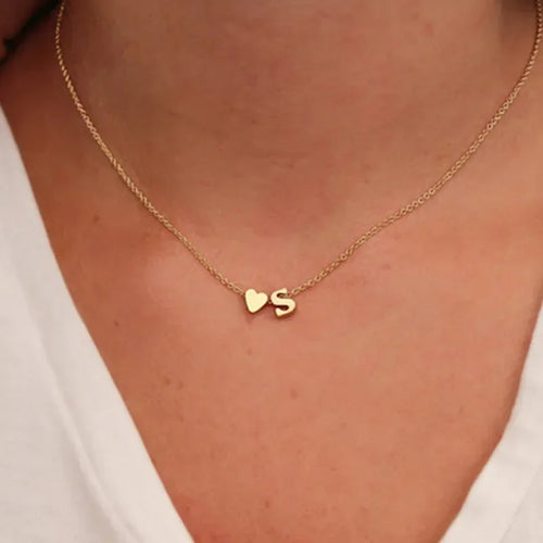 Elegant Gold Necklace with Heart Initial