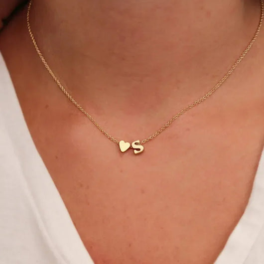 Elegant Gold Necklace with Heart Initial
