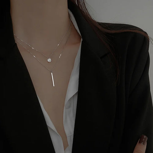 Double-Layer Sterling Silver Necklace