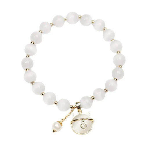Beaded Bracelet with Lucky Cat Charm