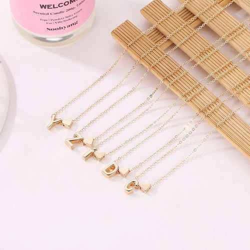 Elegant Gold Necklace with Heart Initial