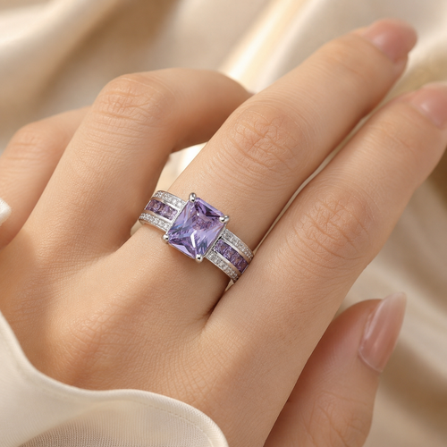 Bague canal en argent et améthyste