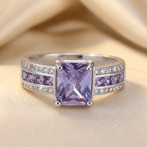 Bague canal en argent et améthyste