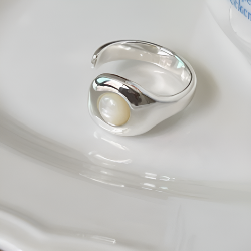 Bague nid en argent et perle vintage