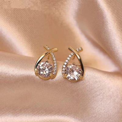 Luxury Twisted Teardrop Cubic Stud Earrings