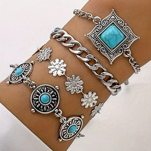 Ensemble de bracelets dorés superposés Sky Stone