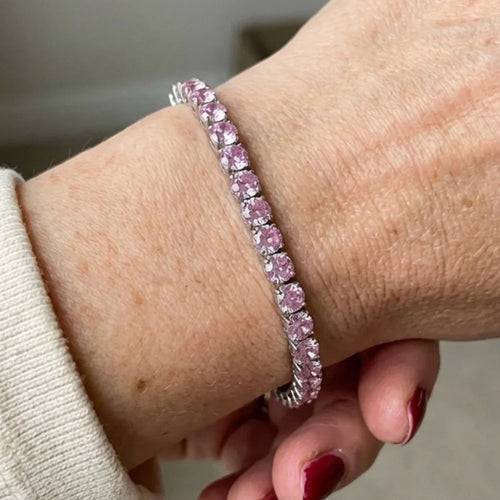 Bracelet tennis en saphir rose