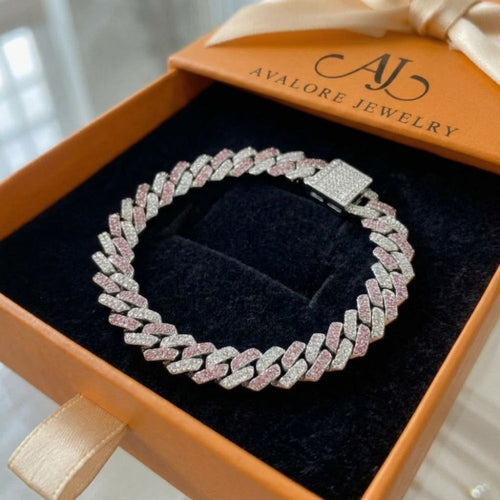 Bracelet cubain miroitant rose