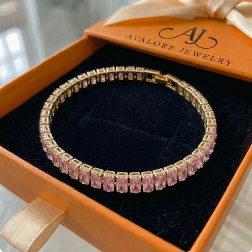 Bracelet tennis Vertéa en saphir rose