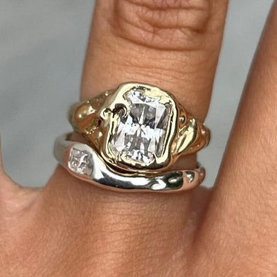 Sparkly Stacked Gold and Silver Ring Set