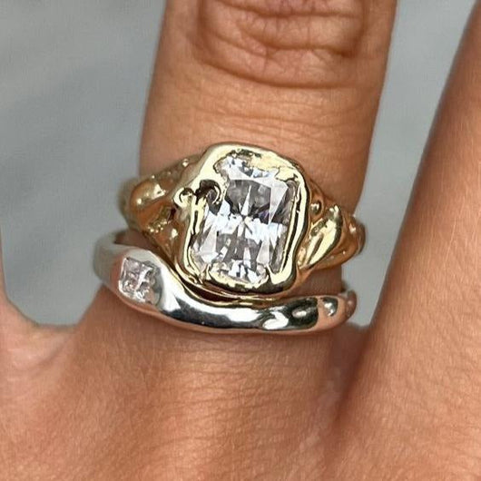 Sparkly Stacked Gold and Silver Ring Set