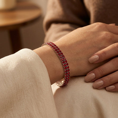 Bracelet tennis en argent et rubis