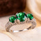 Silver Emerald Three-Stone Ring