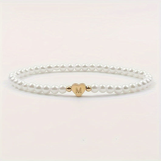 Chic A-Z Initial Bracelet with Heart Charm