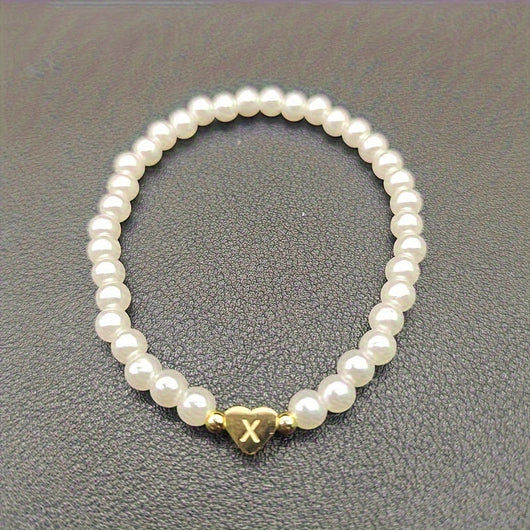 Chic A-Z Initial Bracelet with Heart Charm