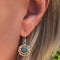 Boho saturn earrings with turquoise stone in silver and gold